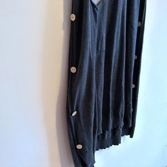 Dark Gray Sleeveless Sweater Dress with Hood - Picture 6 of 8